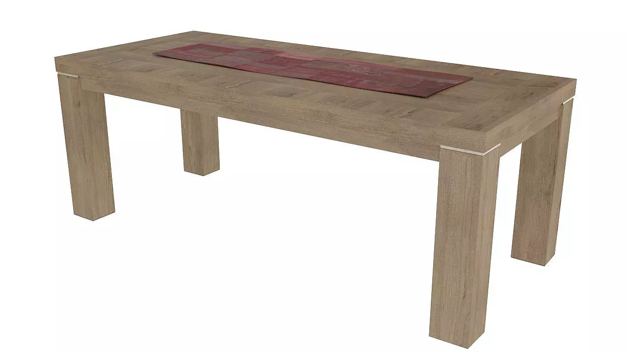 Six seater wooden dining table 3D model_0