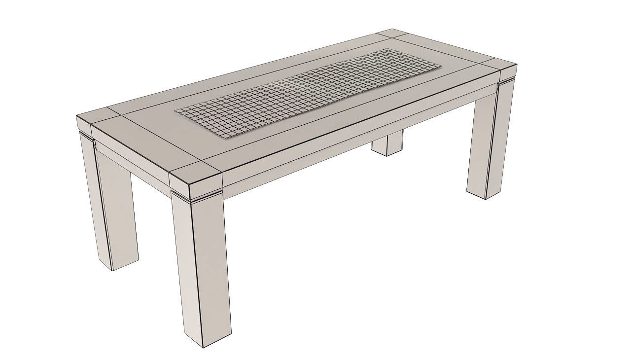Six seater wooden dining table 3D model_6