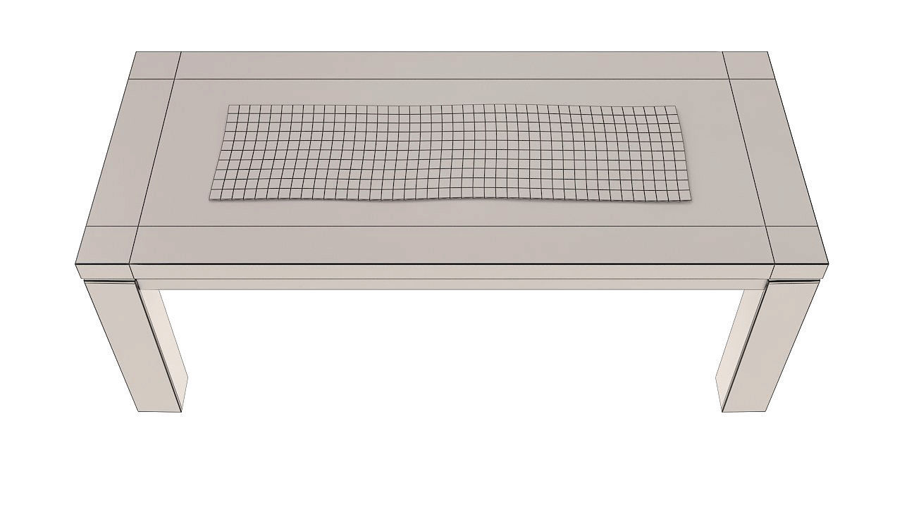 Six seater wooden dining table 3D model_8