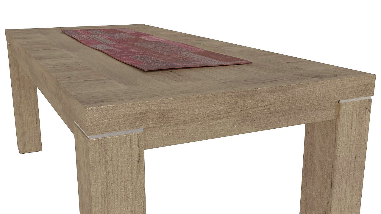 Six seater wooden dining table 3D model_4