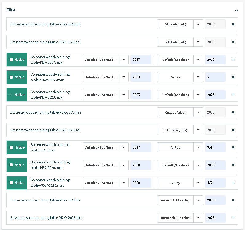 Six seater wooden dining table 3D model_16