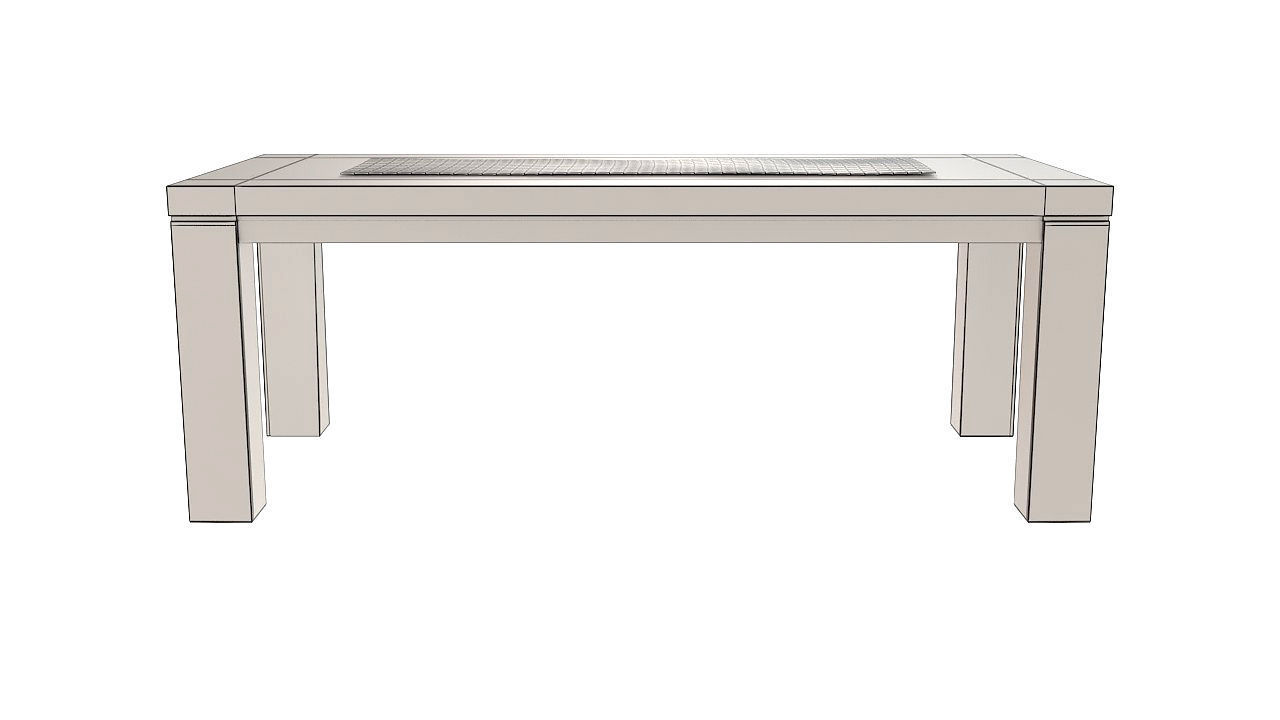 Six seater wooden dining table 3D model_7