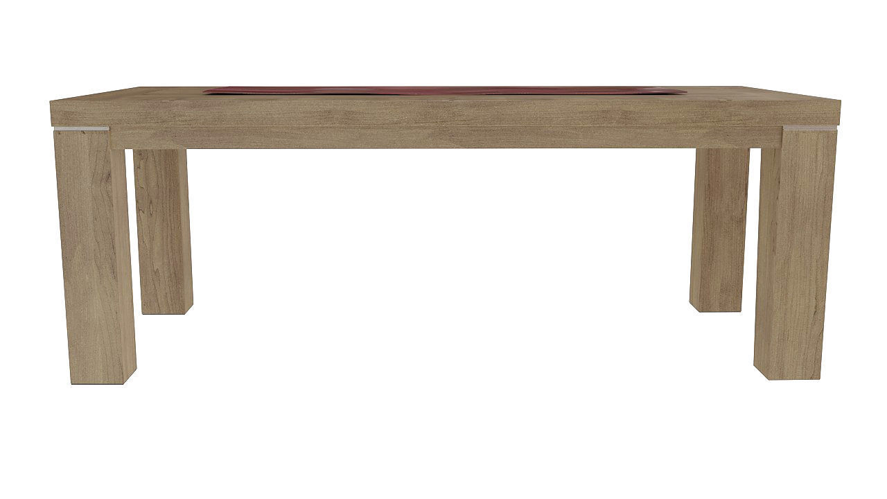 Six seater wooden dining table 3D model_2