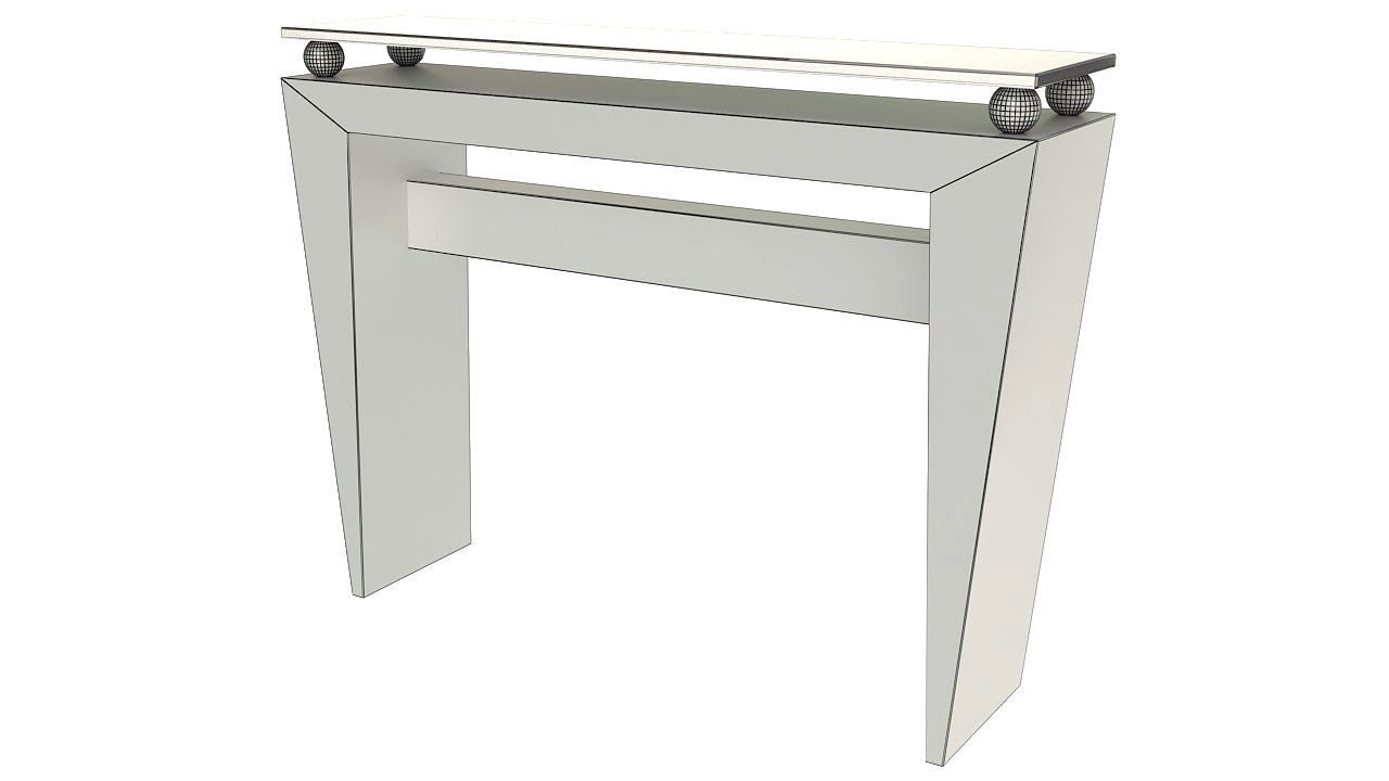 Wooden console table with glass top 3D model_10