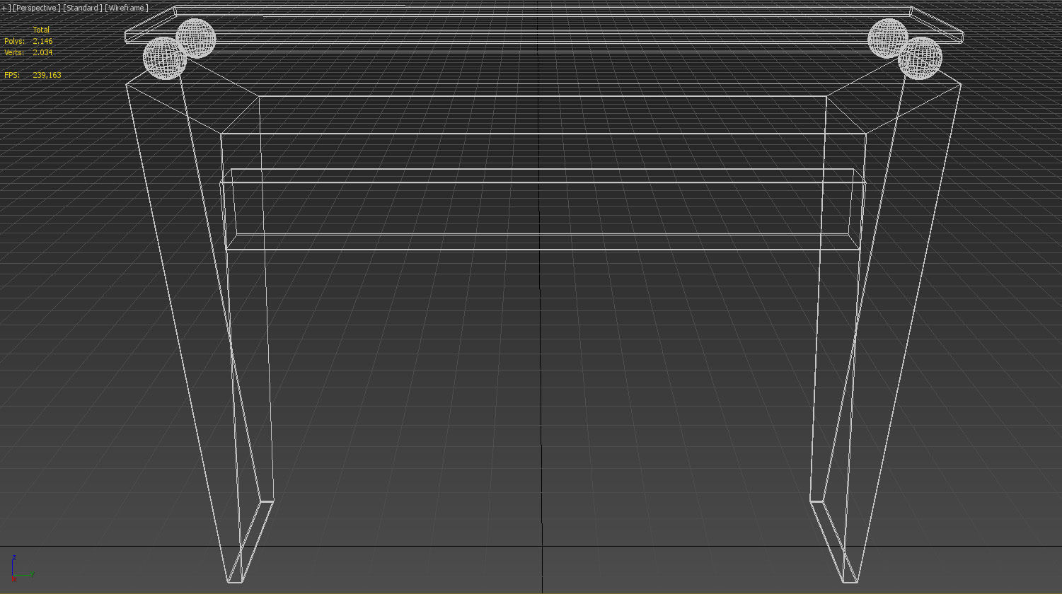 Wooden console table with glass top 3D model_18