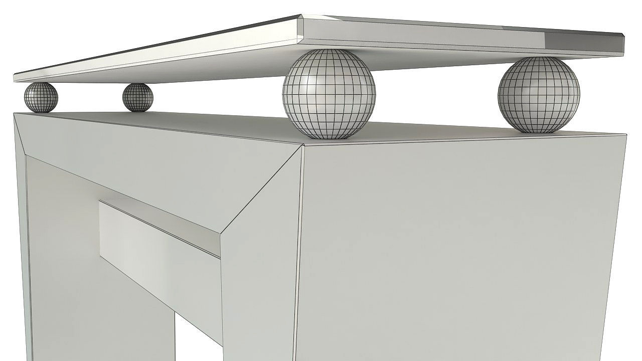 Wooden console table with glass top 3D model_14