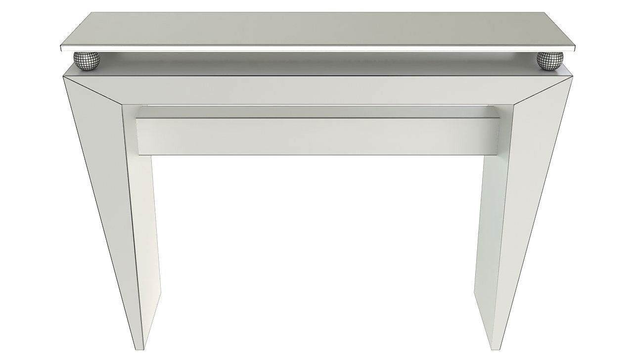 Wooden console table with glass top 3D model_11