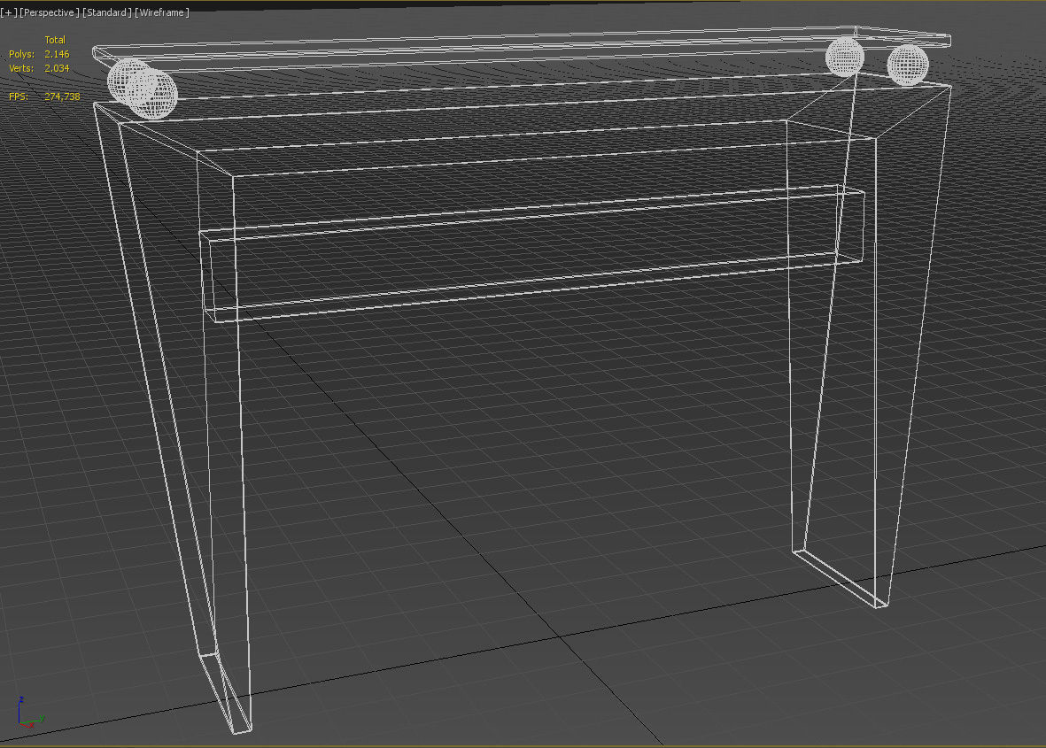Wooden console table with glass top 3D model_17
