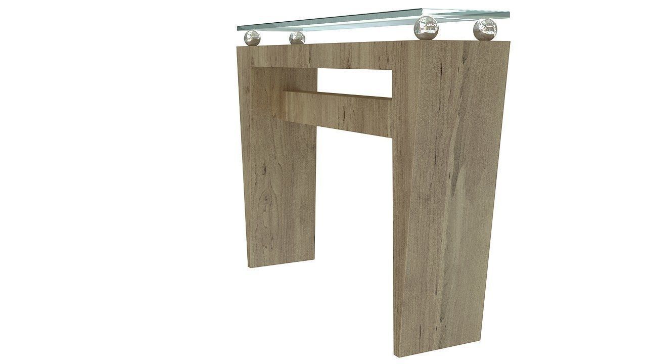 Wooden console table with glass top 3D model_5