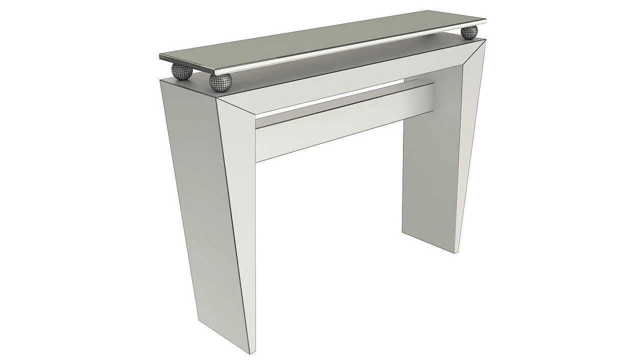 Wooden console table with glass top 3D model_9