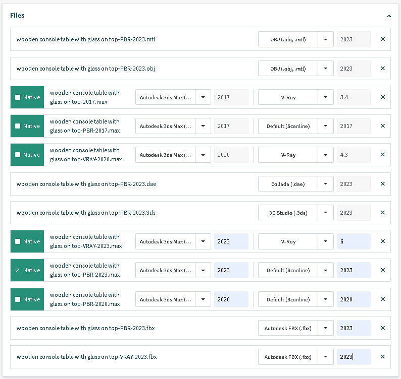 Wooden console table with glass top 3D model_24