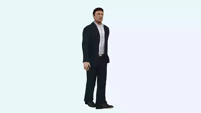low-poly character man in suit