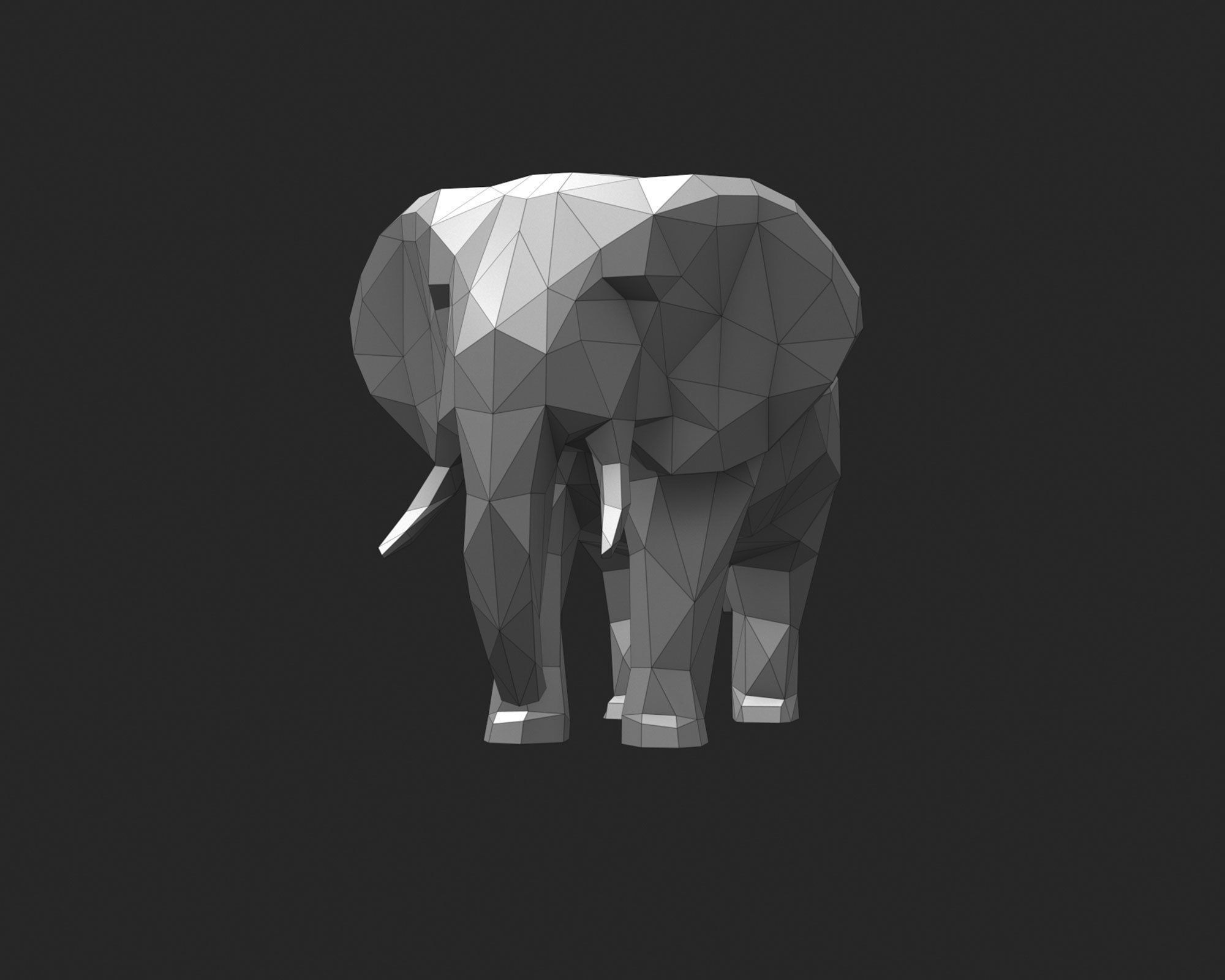 Low Poly Elephant Low-poly 3D model_9
