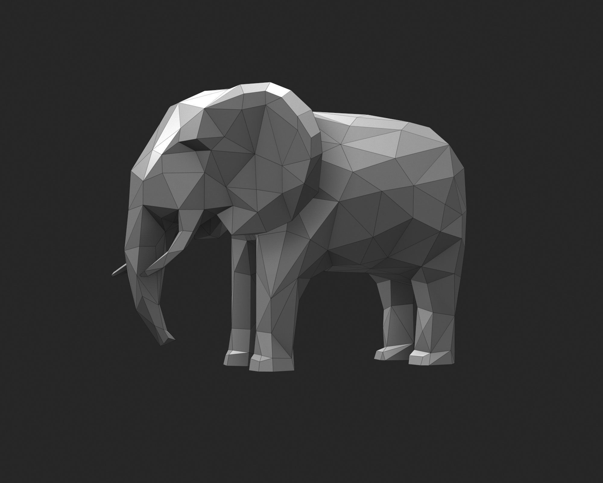 Low Poly Elephant Low-poly 3D model_8