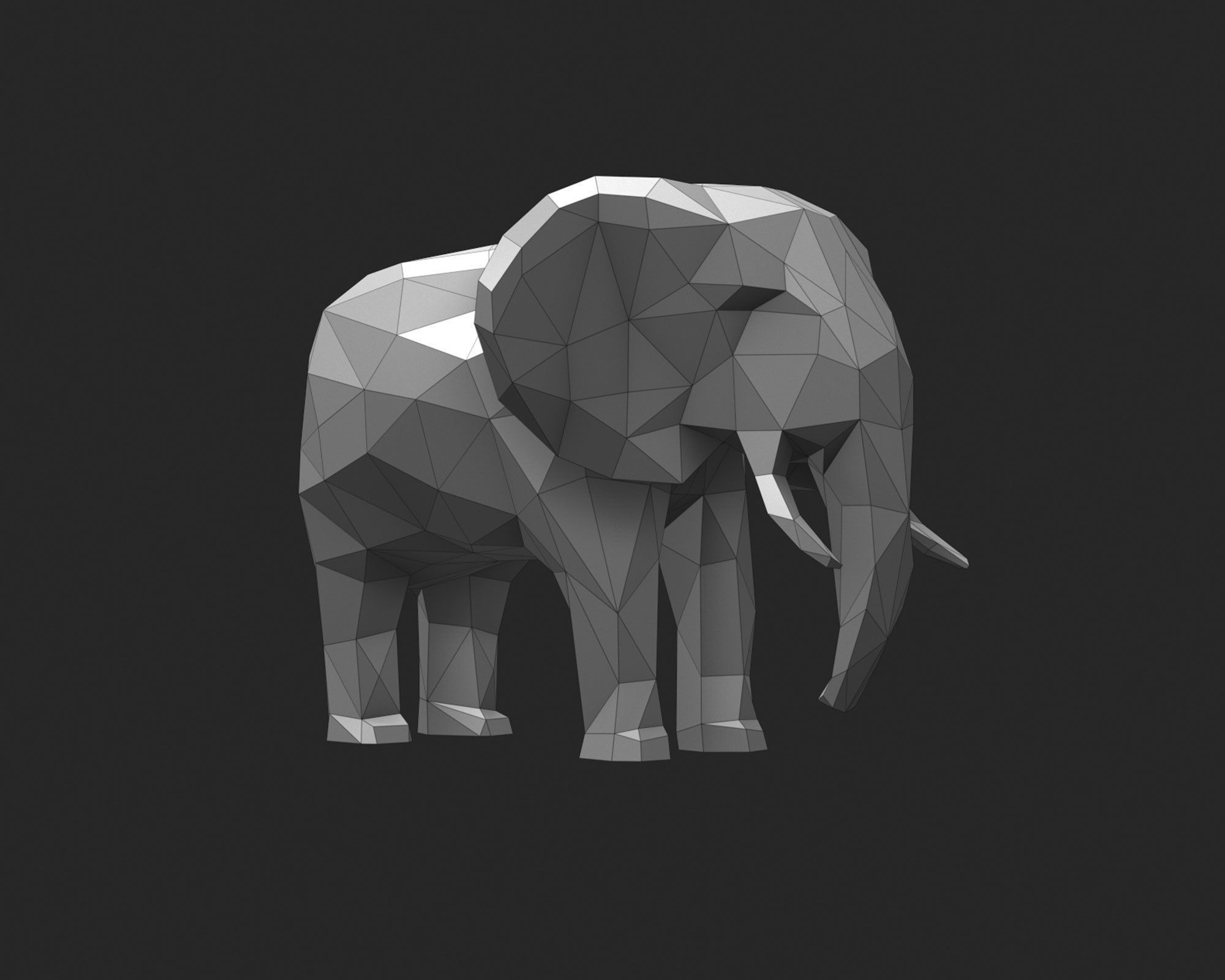 Low Poly Elephant Low-poly 3D model_10