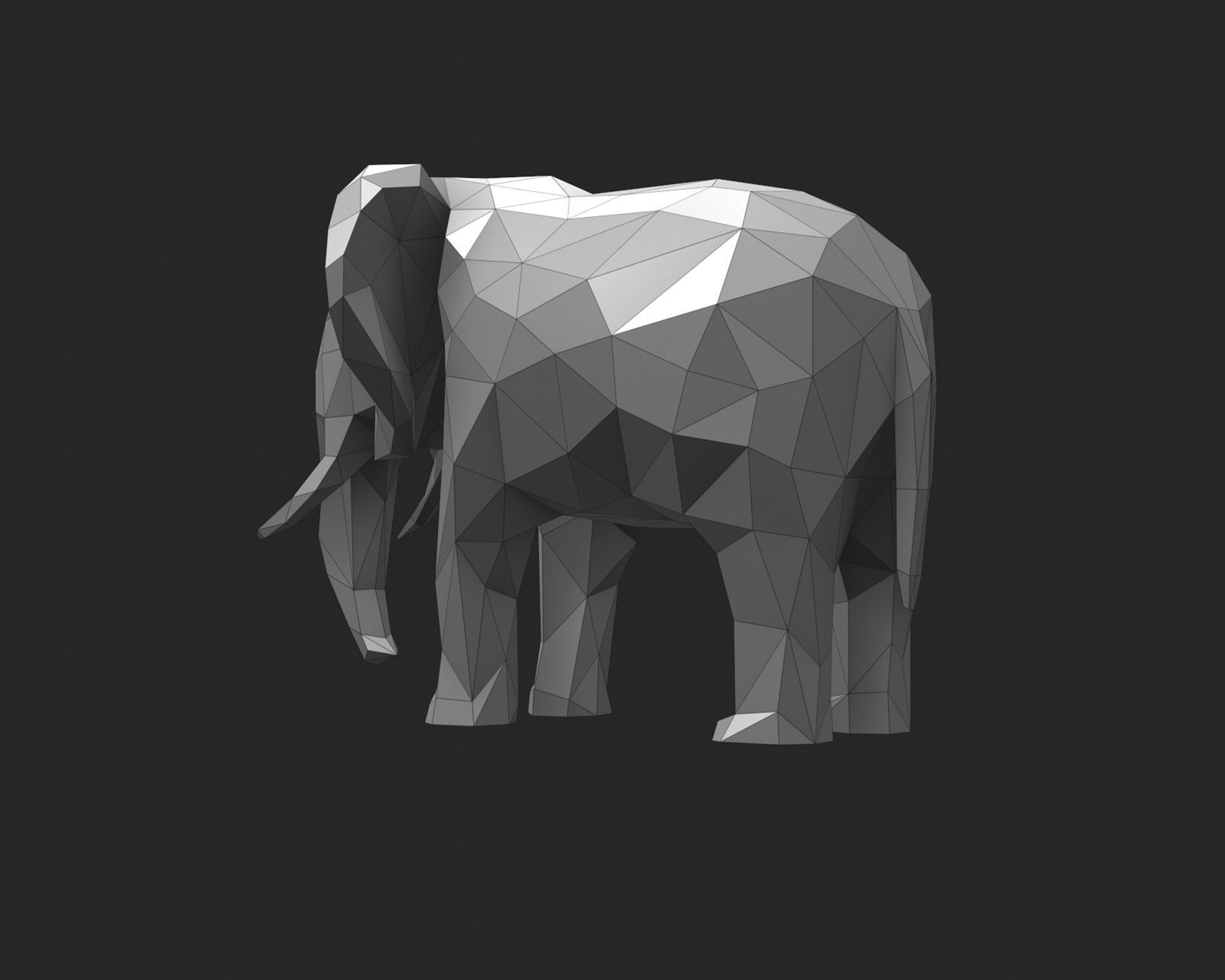Low Poly Elephant Low-poly 3D model_12