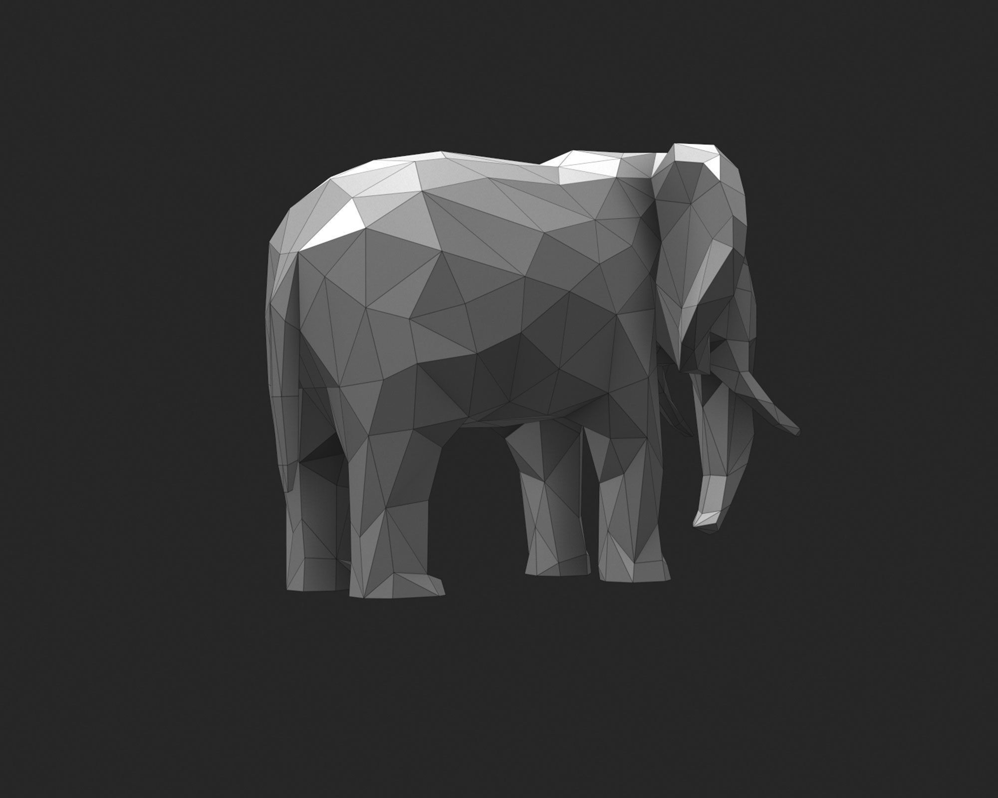Low Poly Elephant Low-poly 3D model_11