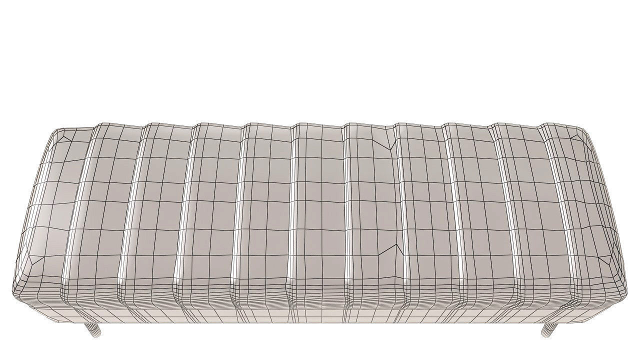 Black leather pouffe seat 3D model_6