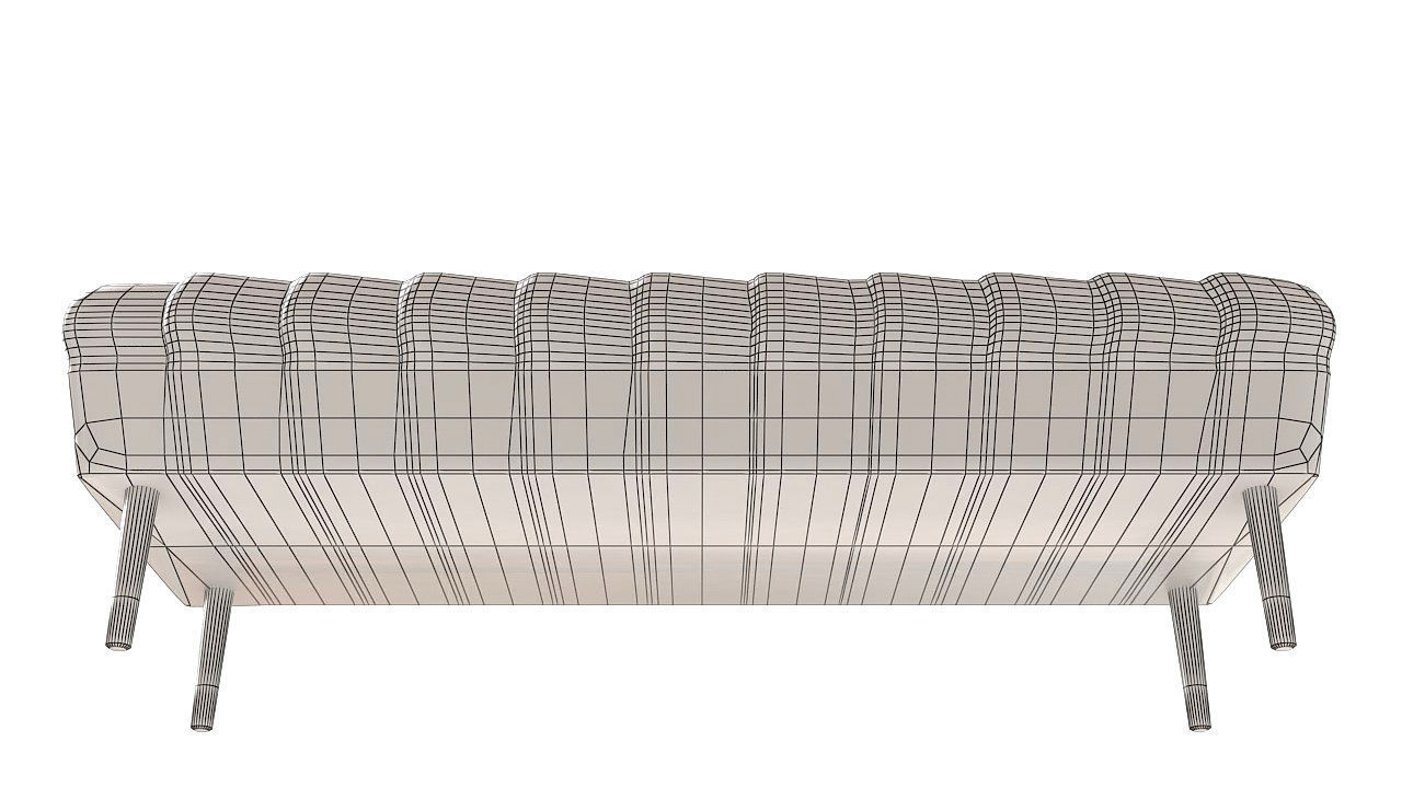 Black leather pouffe seat 3D model_10