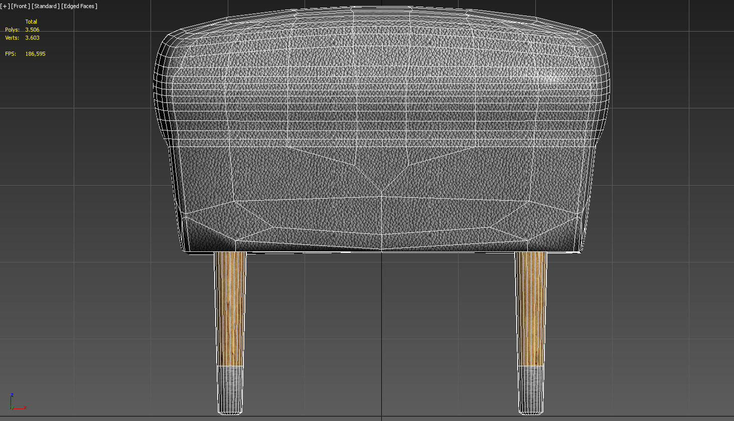 Black leather pouffe seat 3D model_14