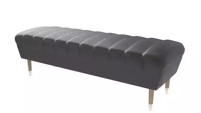 Black leather pouffe seat 3D model