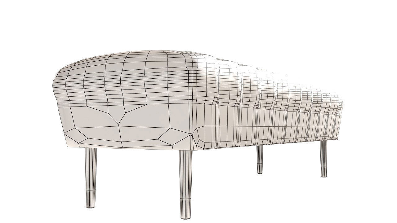 Black leather pouffe seat 3D model_9