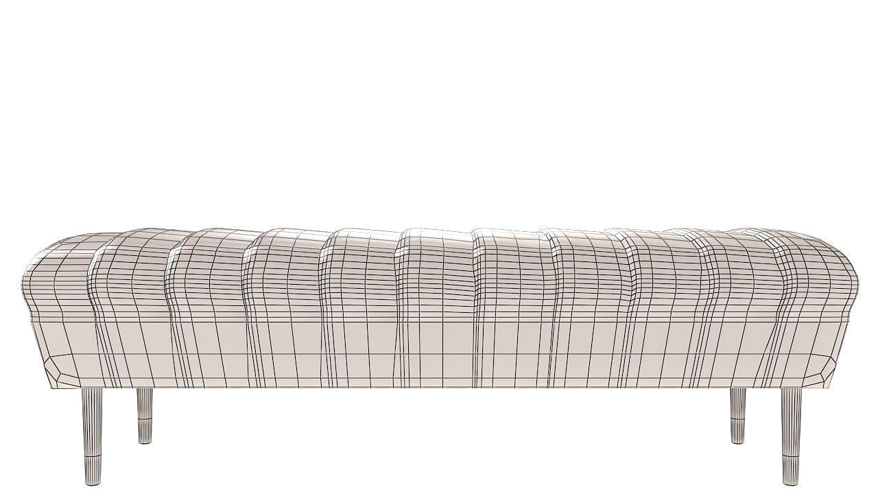 Black leather pouffe seat 3D model_7