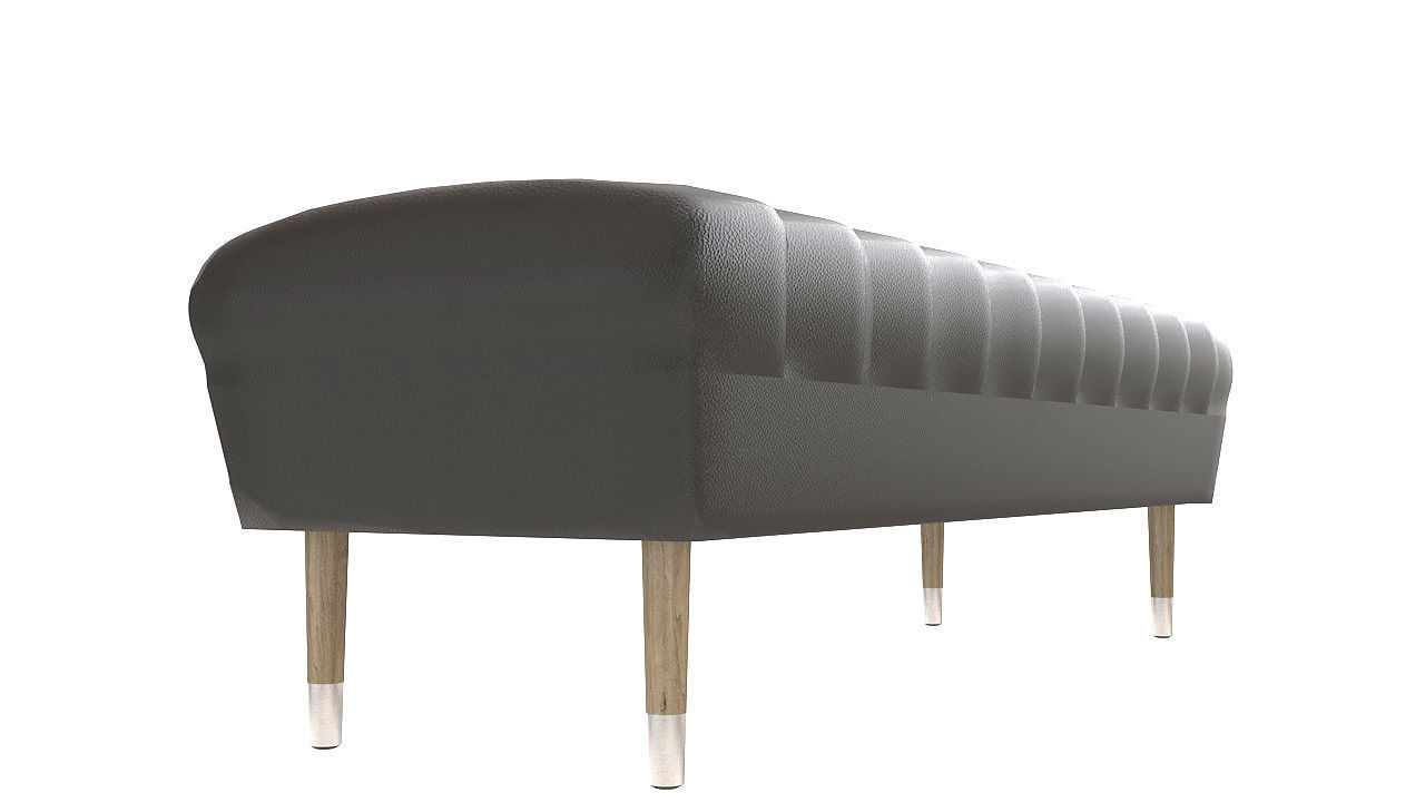 Black leather pouffe seat 3D model_5