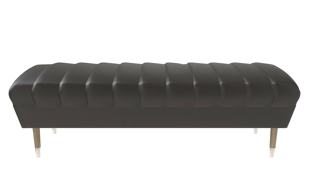 Black leather pouffe seat 3D model_2