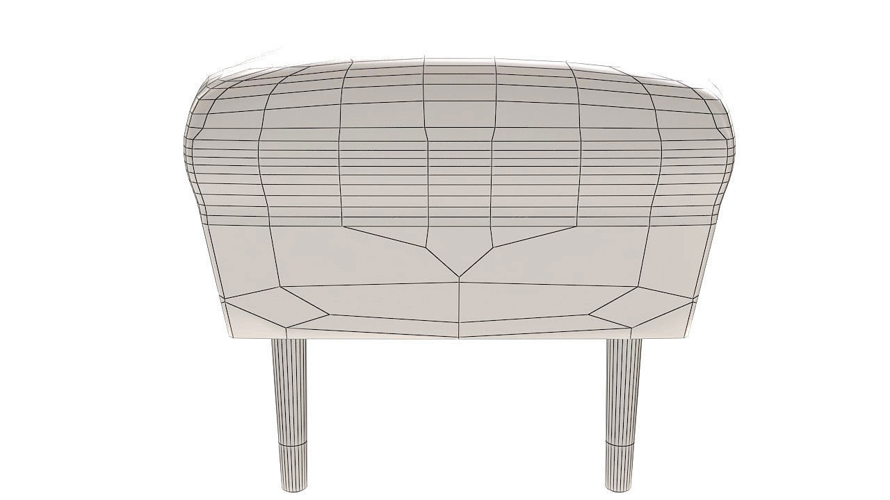 Black leather pouffe seat 3D model_8