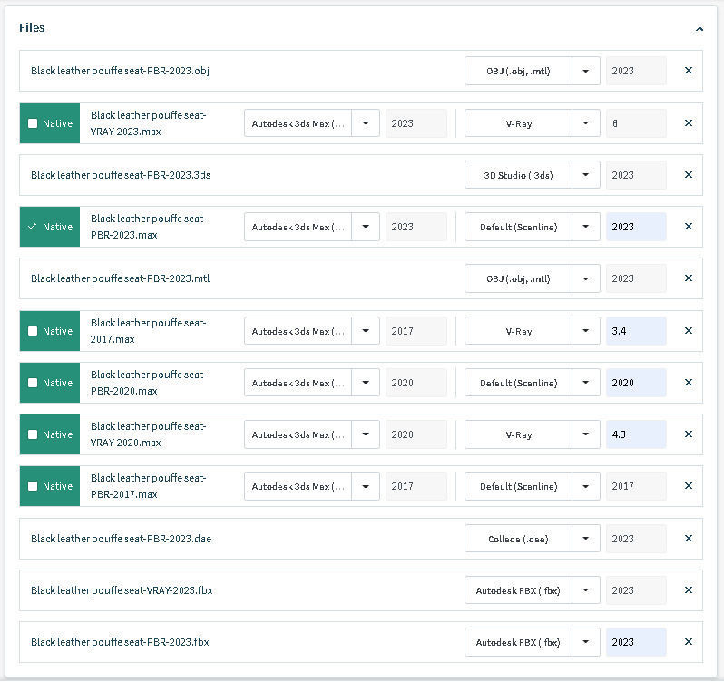 Black leather pouffe seat 3D model_20