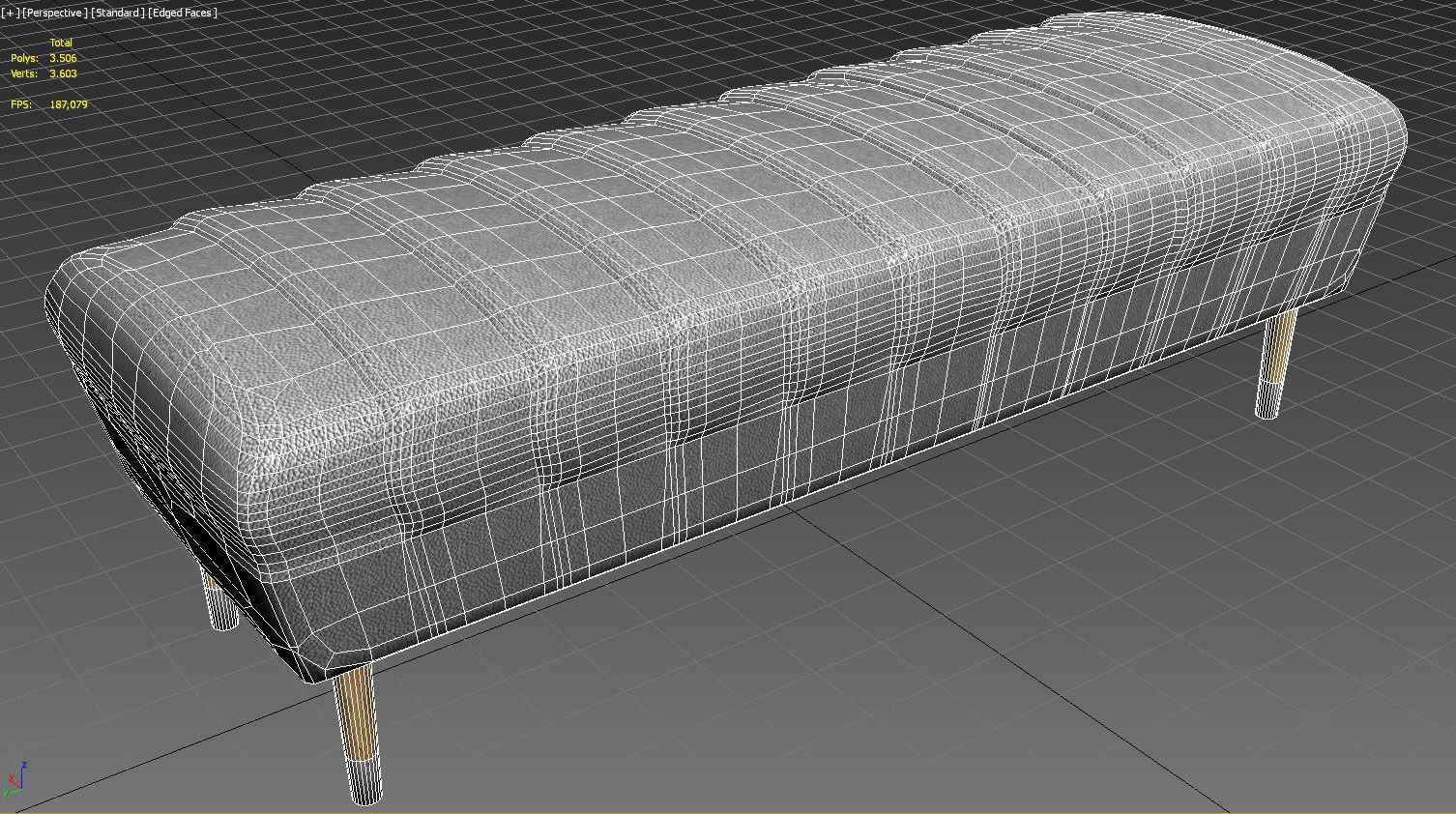 Black leather pouffe seat 3D model_12