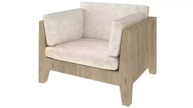 Wooden armchair padded seat 3D model