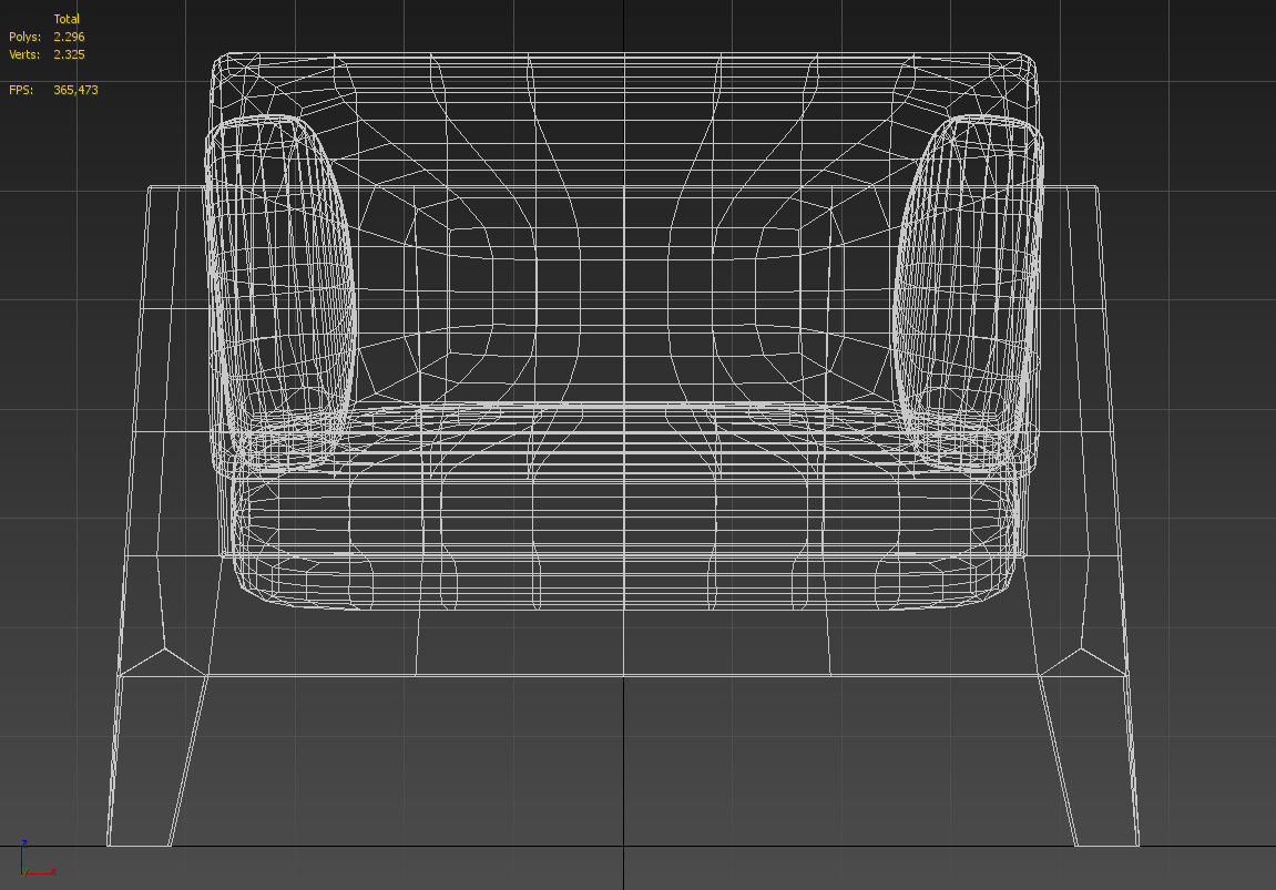 Wooden armchair padded seat 3D model_14