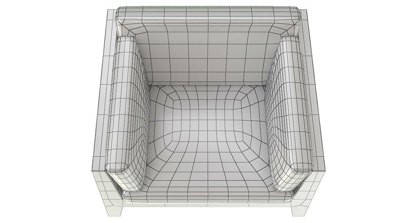 Wooden armchair padded seat 3D model_9