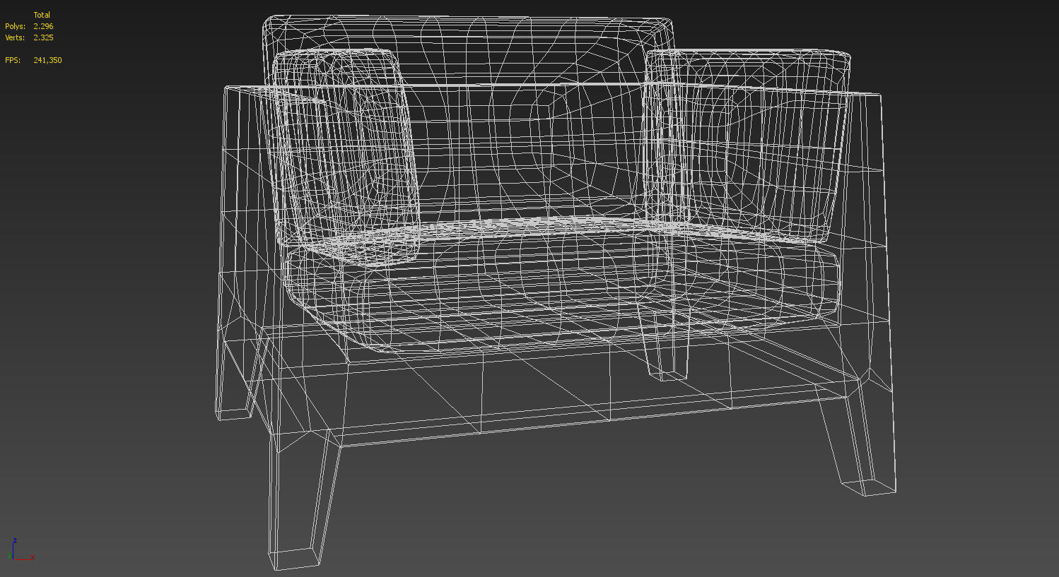 Wooden armchair padded seat 3D model_12