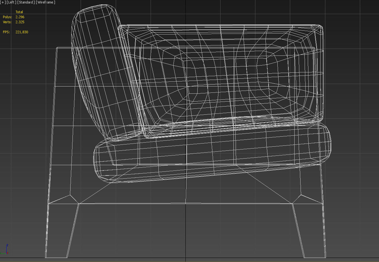 Wooden armchair padded seat 3D model_15