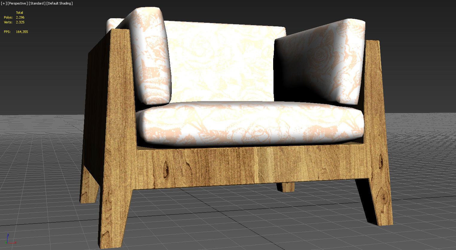 Wooden armchair padded seat 3D model_16