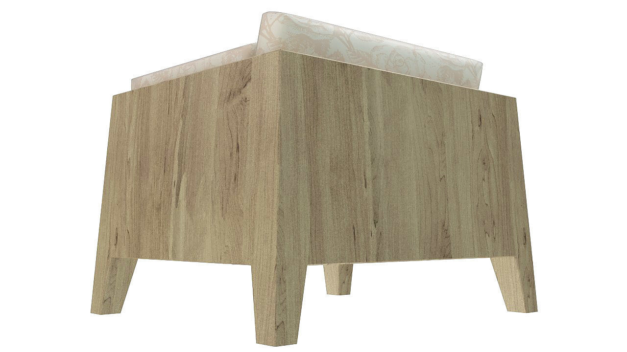 Wooden armchair padded seat 3D model_7