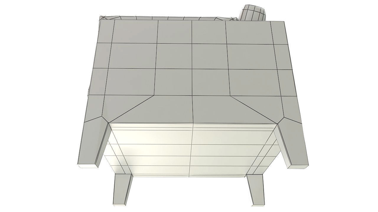 Wooden armchair padded seat 3D model_11