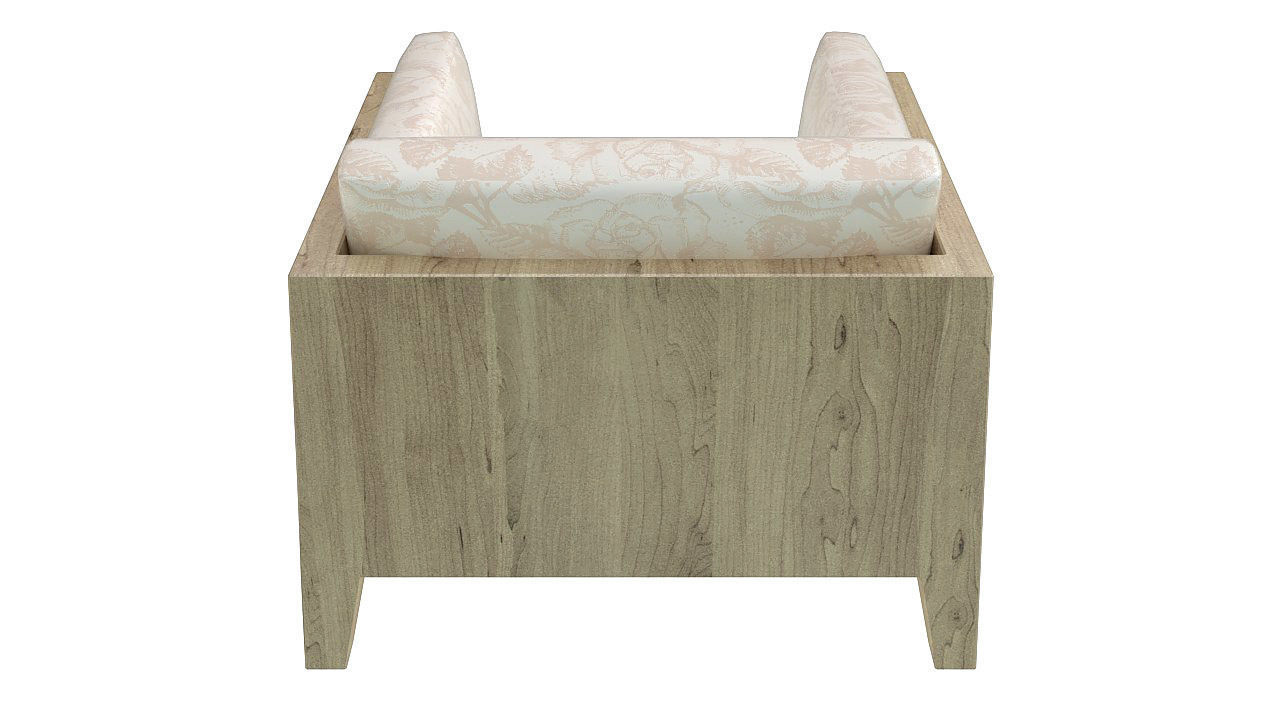 Wooden armchair padded seat 3D model_6