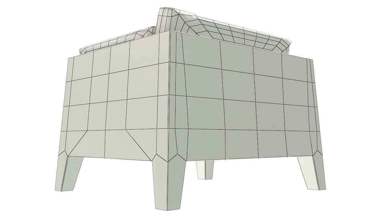 Wooden armchair padded seat 3D model_10