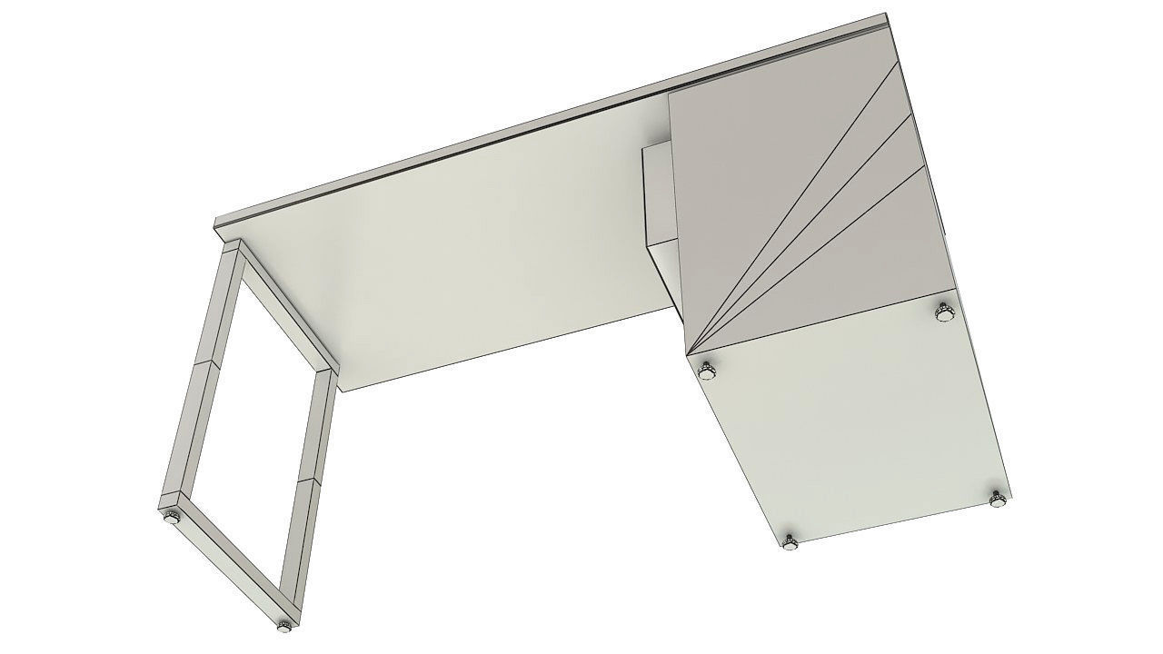 Wooden desk with drawers 3D model_12