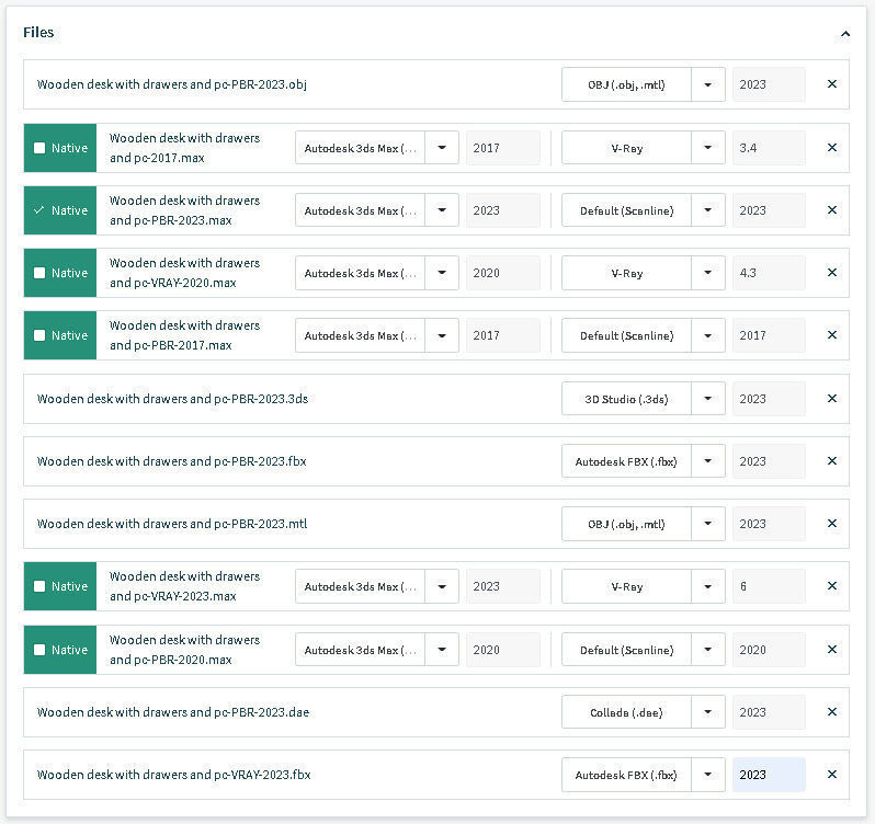 Wooden desk with drawers 3D model_18