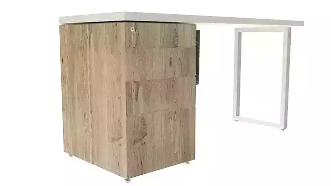 Wooden desk with drawers 3D model