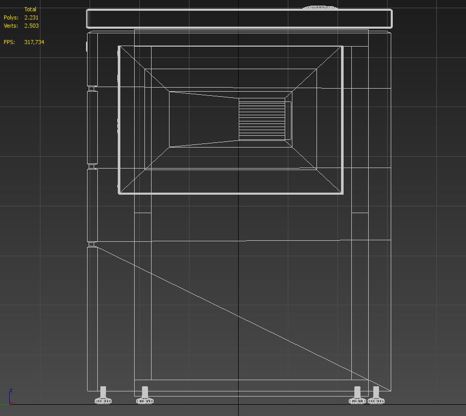 Wooden desk with drawers 3D model_17