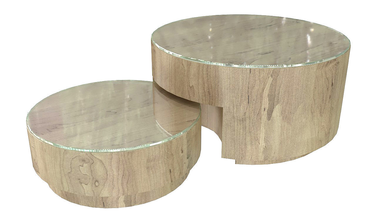 Cylinder table push drawer 3D model_3