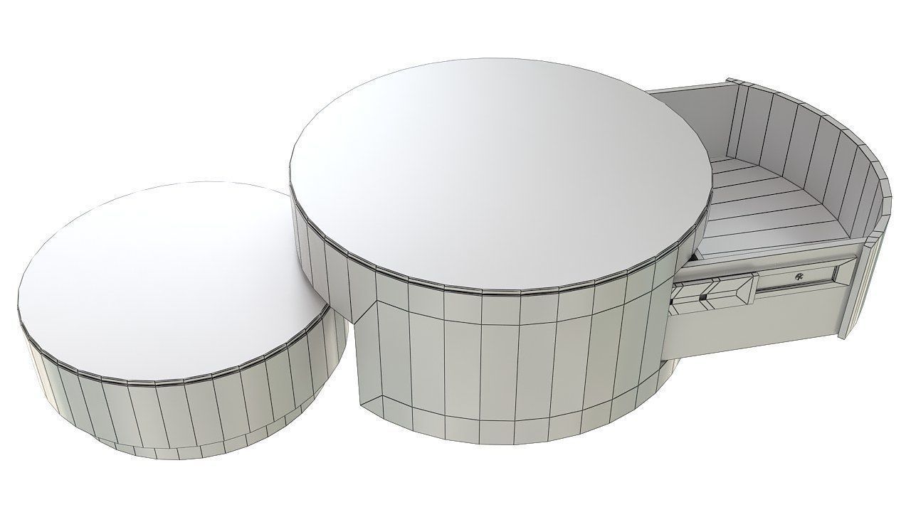 Cylinder table push drawer 3D model_11