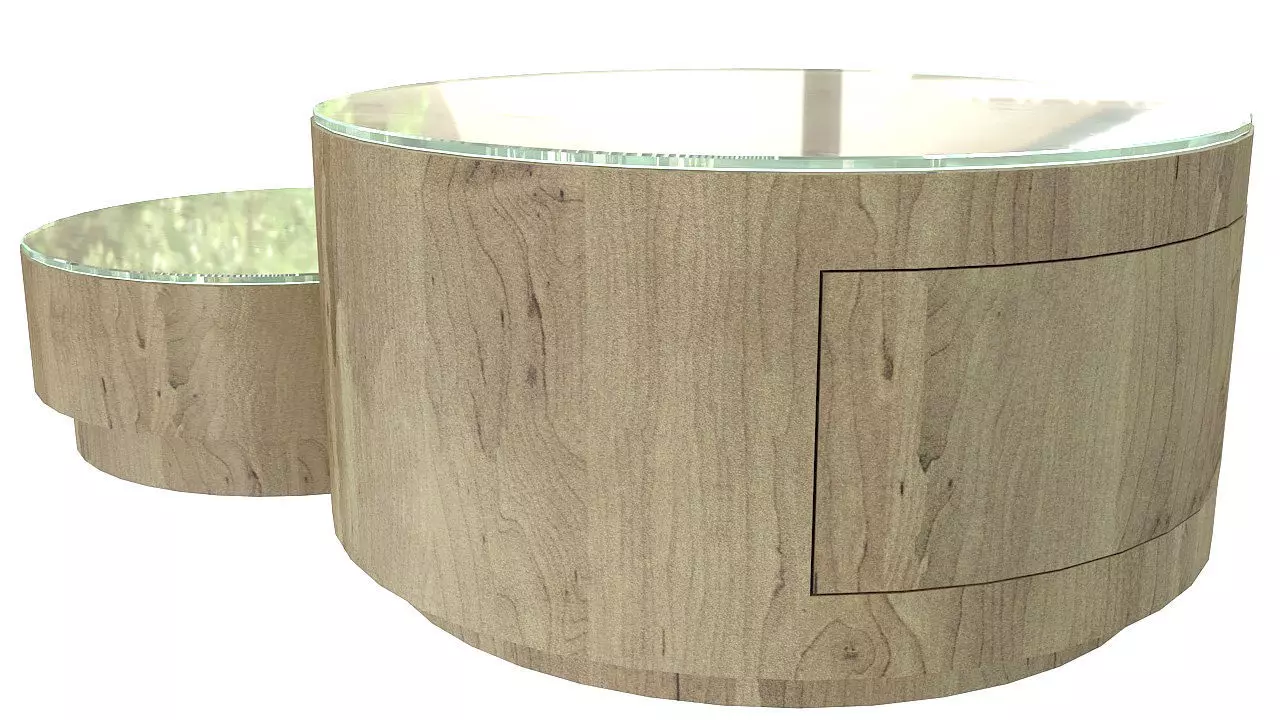 Cylinder table push drawer 3D model_0