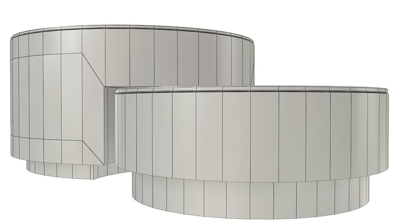 Cylinder table push drawer 3D model_13